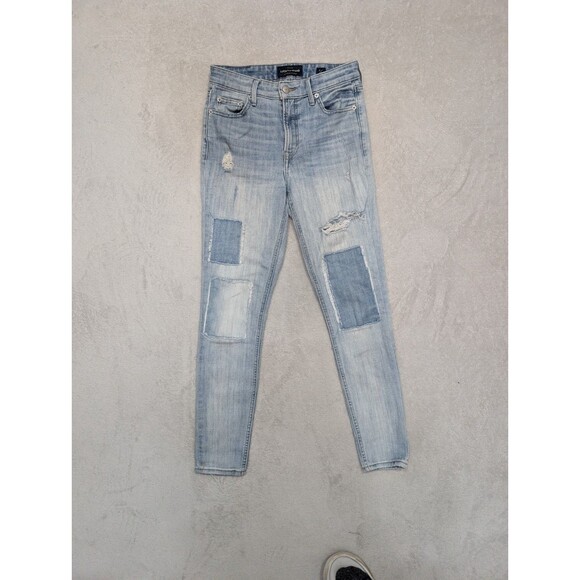 Lucky Brand Blue Jeans Distressed Patch Denim Bridgette Skinny Women’s Size 2/26 - Picture 1 of 6